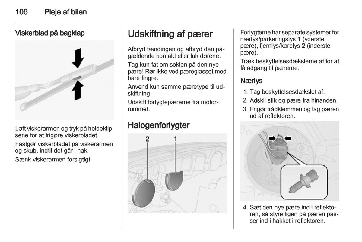 Opel Combo D Bilens instruktionsbog / page 108