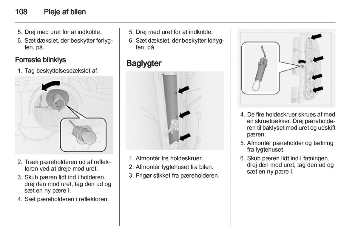 Opel Combo D Bilens instruktionsbog / page 110