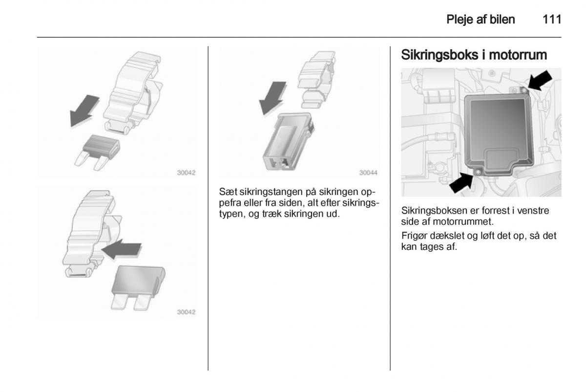 Opel Combo D Bilens instruktionsbog / page 113