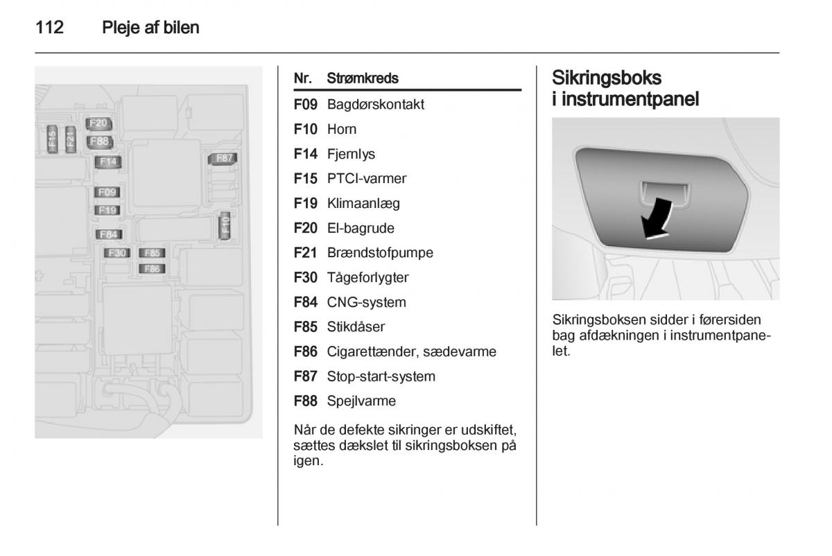 Opel Combo D Bilens instruktionsbog / page 114