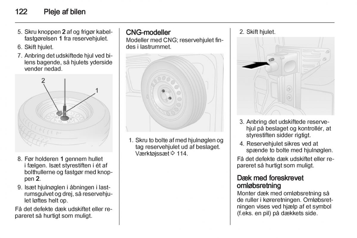 Opel Combo D Bilens instruktionsbog / page 124