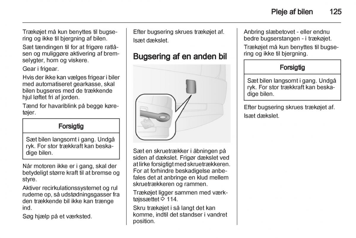 Opel Combo D Bilens instruktionsbog / page 127