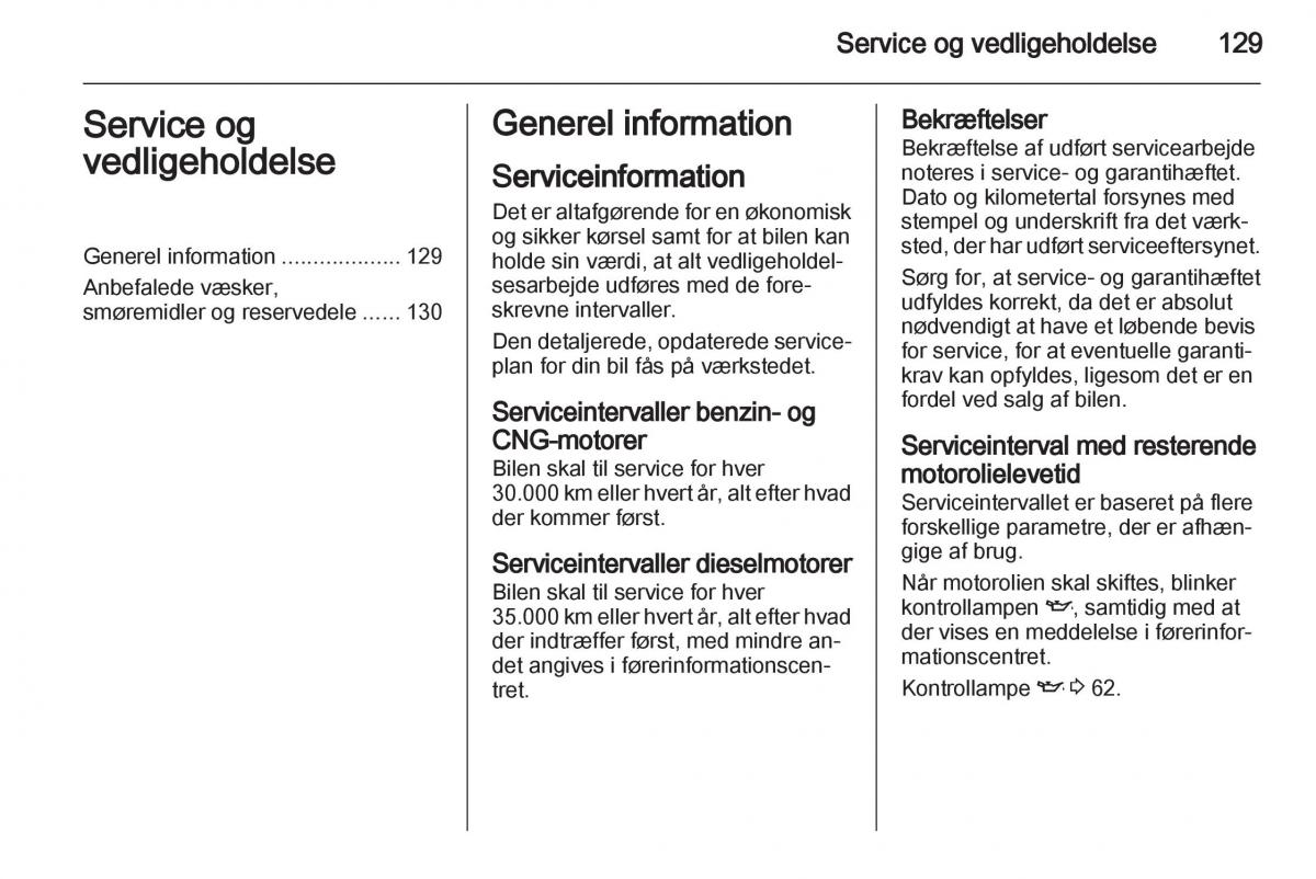 Opel Combo D Bilens instruktionsbog / page 131