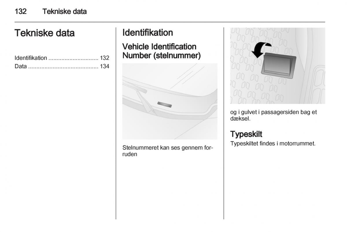 Opel Combo D Bilens instruktionsbog / page 134