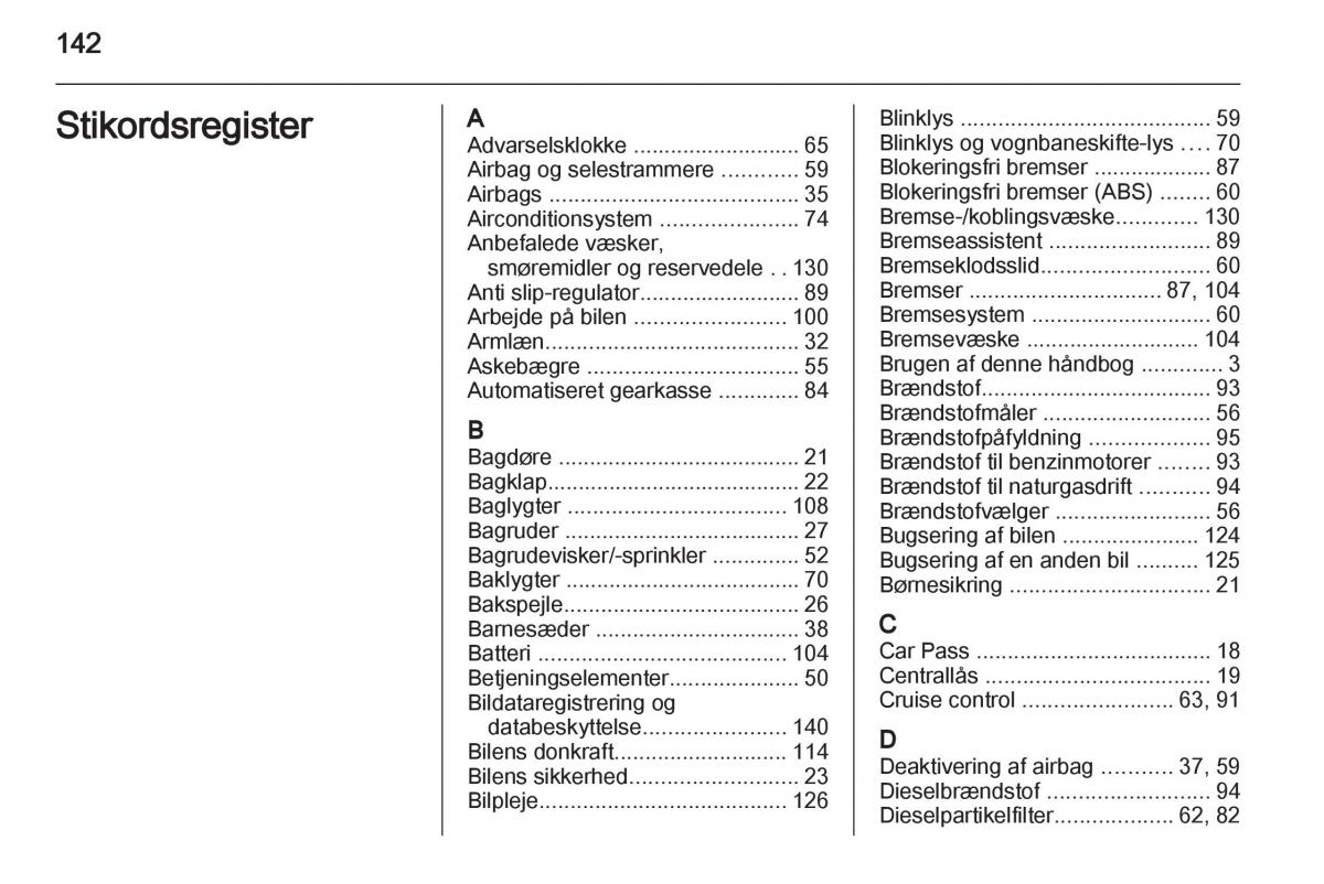 Opel Combo D Bilens instruktionsbog / page 144