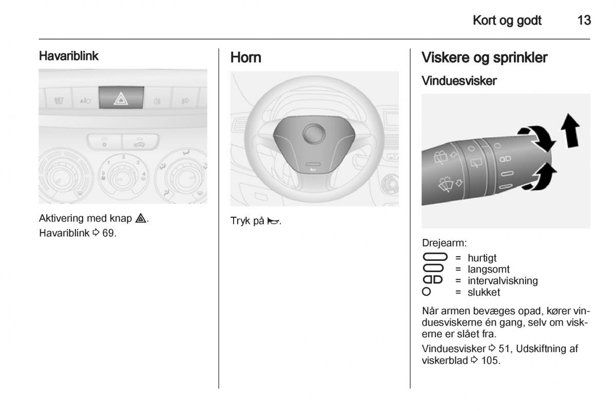 Opel Combo D Bilens instruktionsbog / page 15