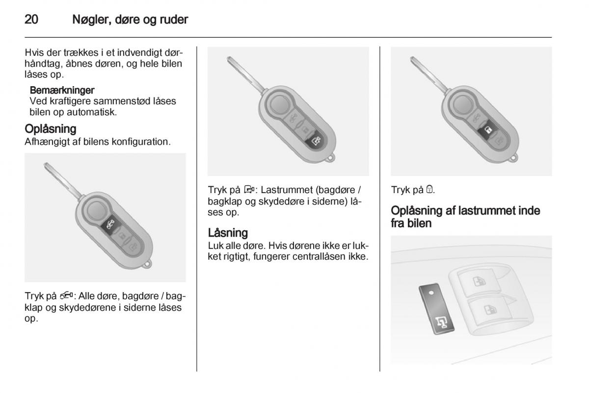 Opel Combo D Bilens instruktionsbog / page 22