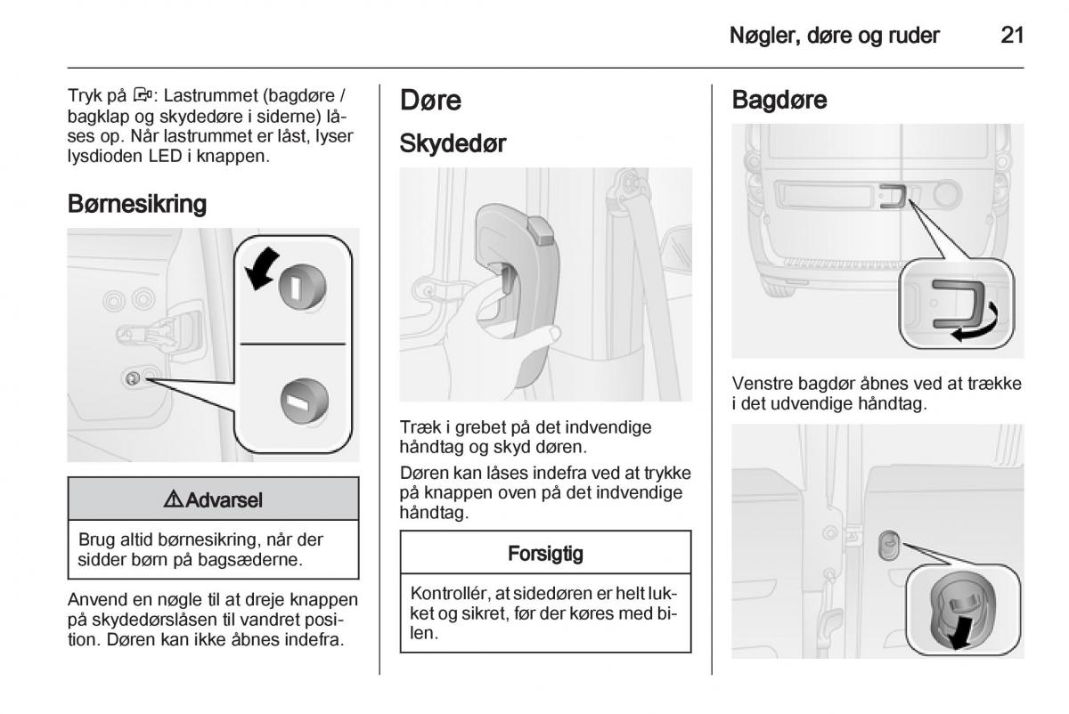 Opel Combo D Bilens instruktionsbog / page 23