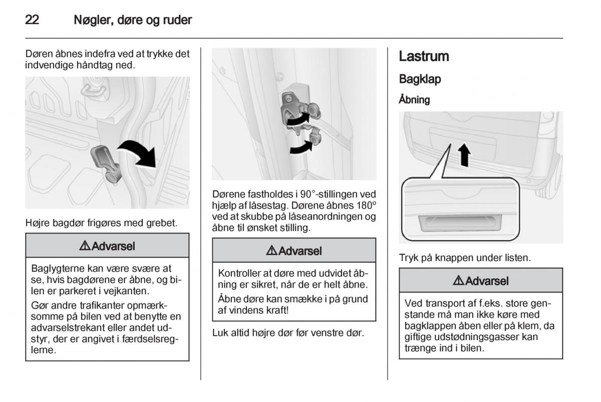 Opel Combo D Bilens instruktionsbog / page 24