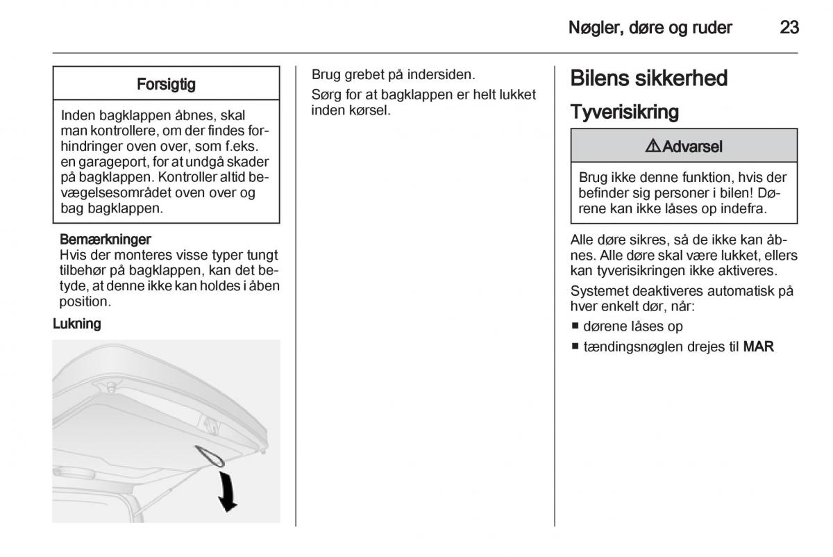 Opel Combo D Bilens instruktionsbog / page 25