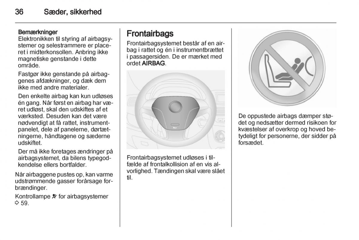 Opel Combo D Bilens instruktionsbog / page 38