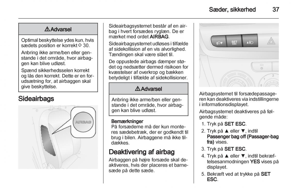 Opel Combo D Bilens instruktionsbog / page 39