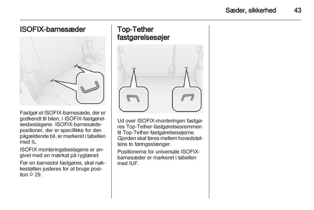 Opel Combo D Bilens instruktionsbog / page 45