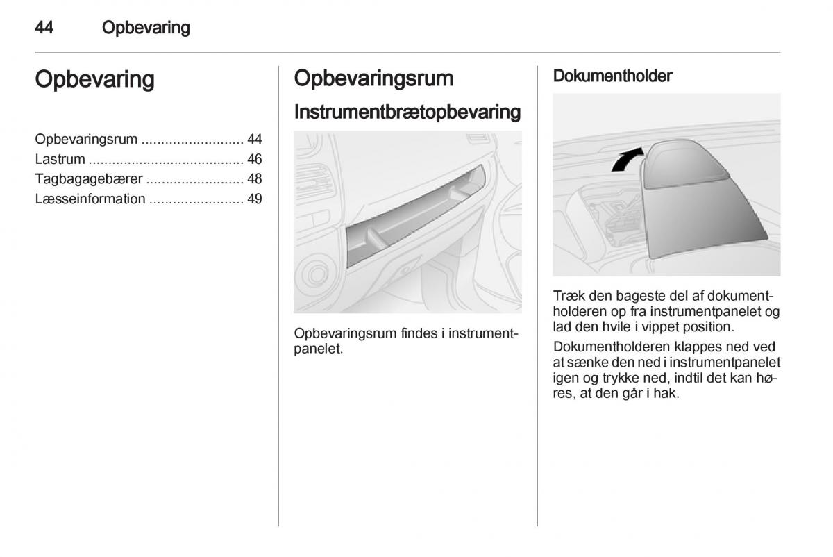 Opel Combo D Bilens instruktionsbog / page 46