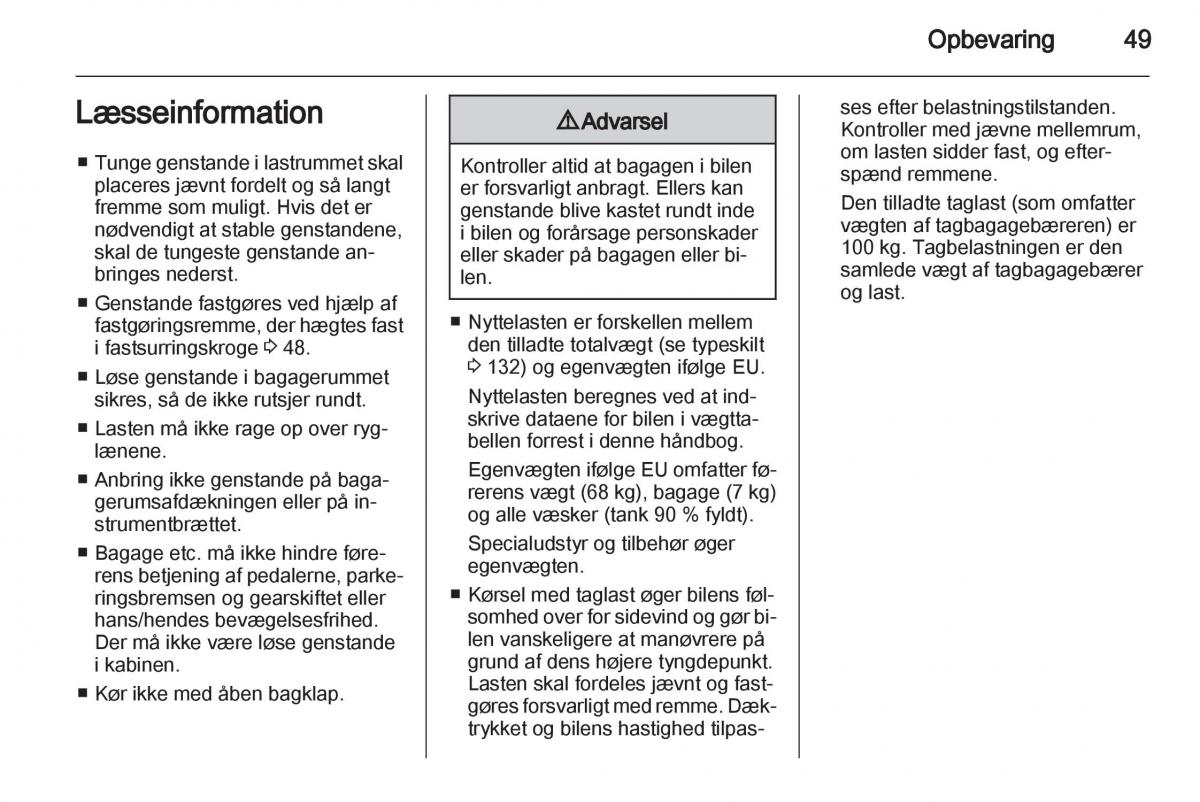 Opel Combo D Bilens instruktionsbog / page 51