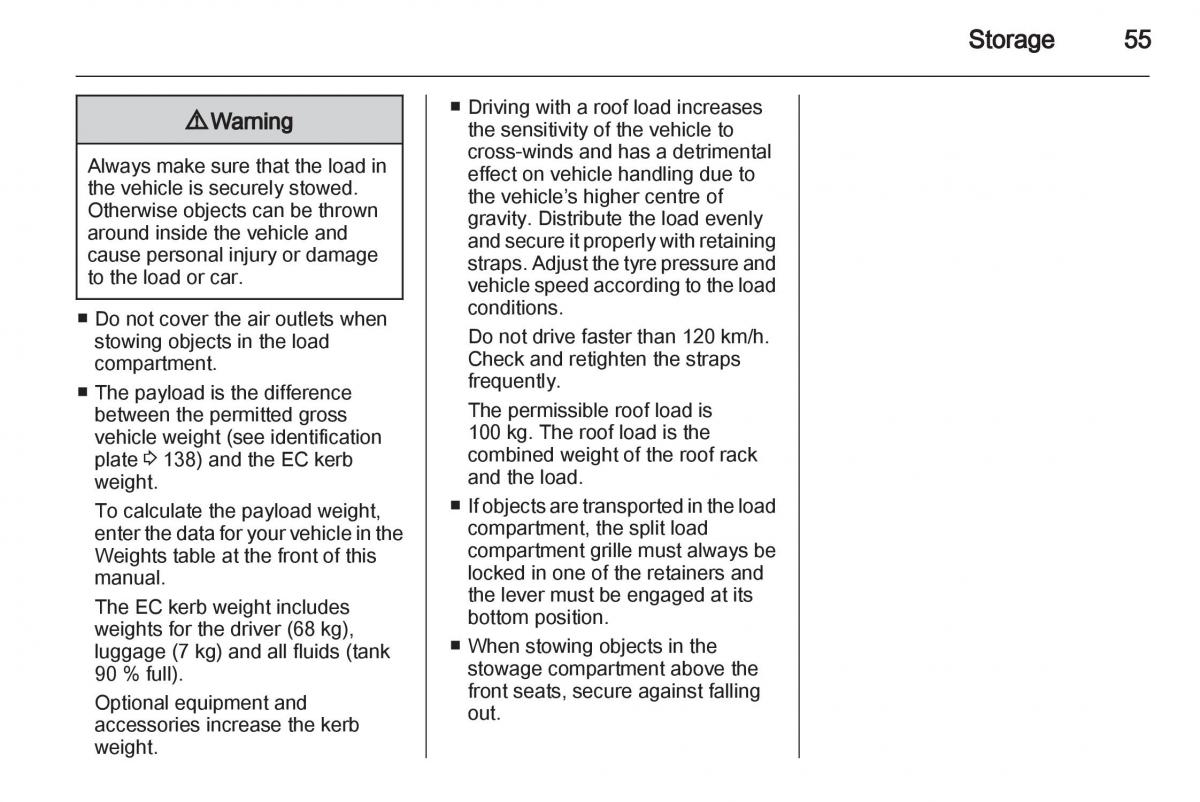 Opel Combo D owners manual / page 55