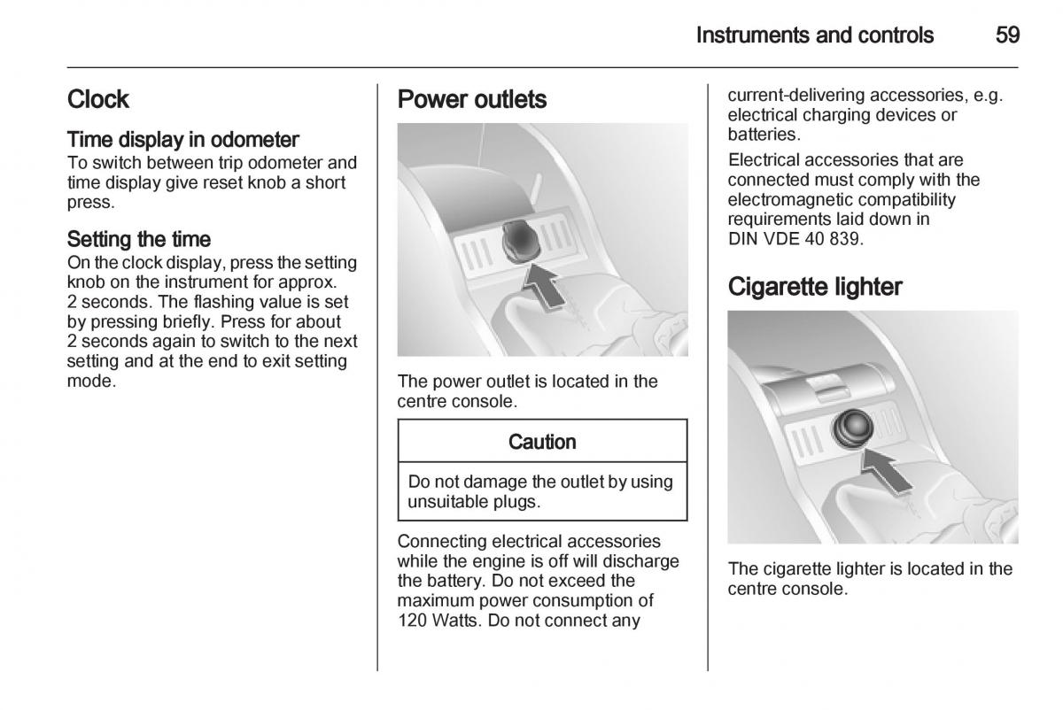 Opel Combo D owners manual / page 59