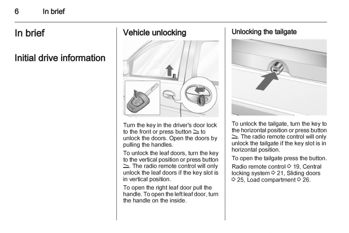 Opel Combo D owners manual / page 6