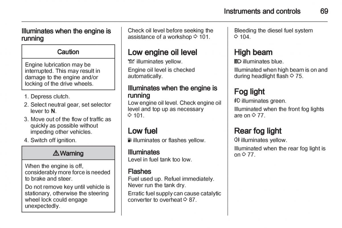 Opel Combo D owners manual / page 69