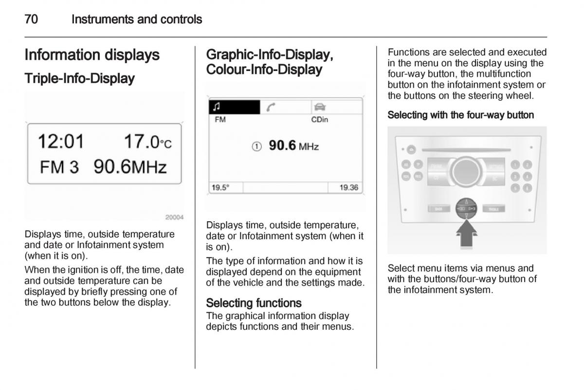 Opel Combo D owners manual / page 70