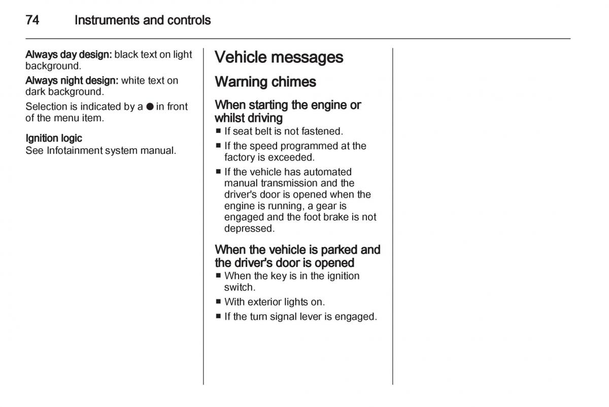 Opel Combo D owners manual / page 74