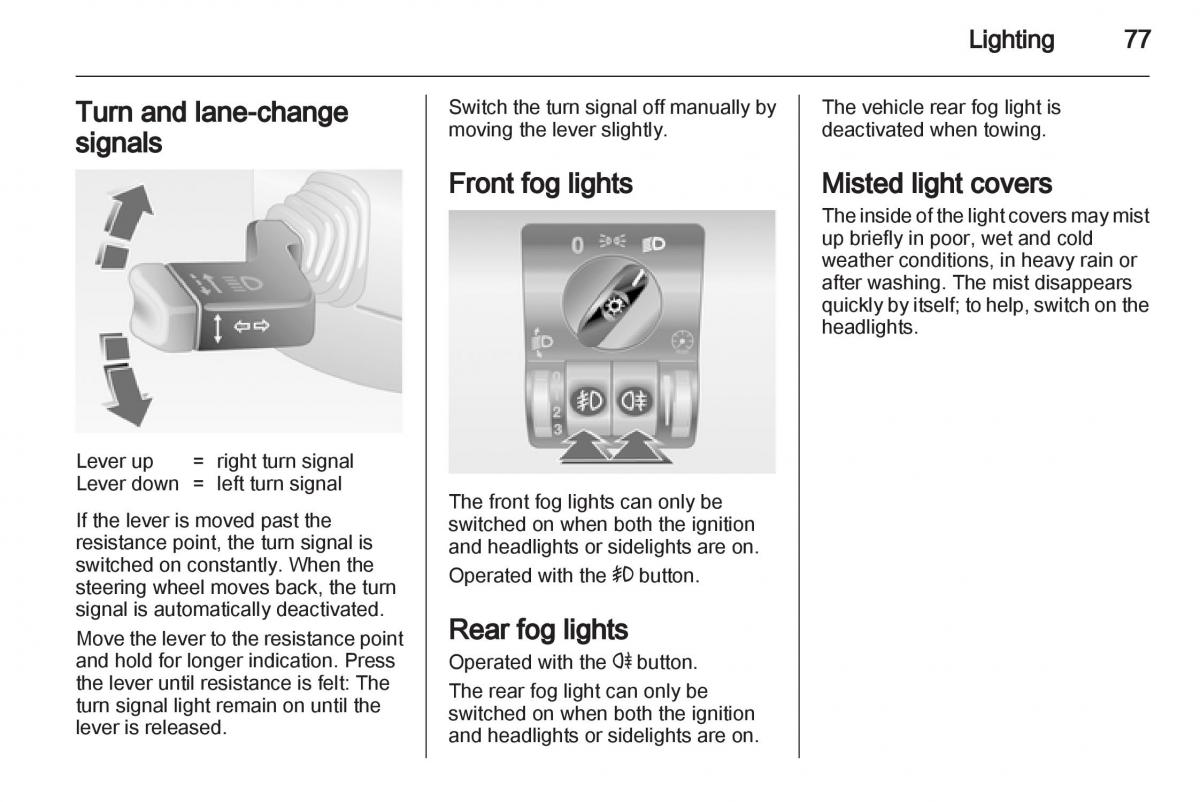 Opel Combo D owners manual / page 77