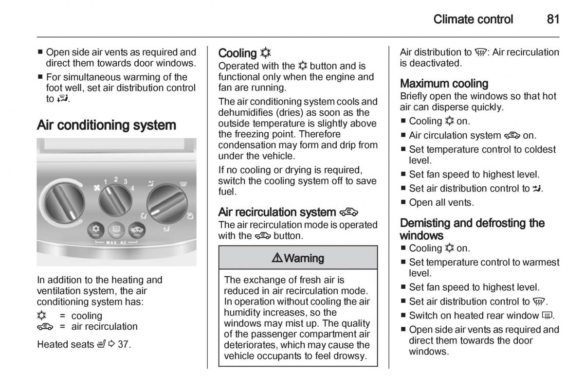 Opel Combo D owners manual / page 81