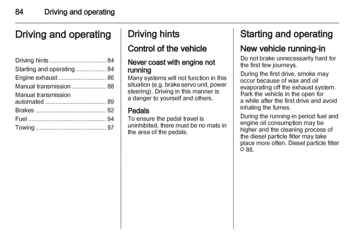 Opel Combo D owners manual / page 84