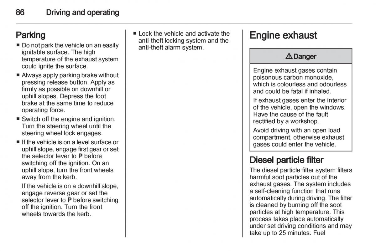 Opel Combo D owners manual / page 86