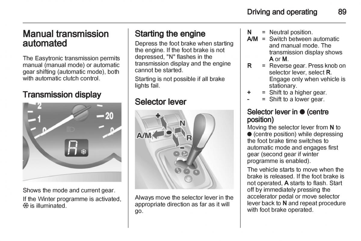 Opel Combo D owners manual / page 89