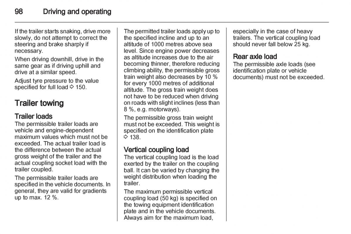 Opel Combo D owners manual / page 98