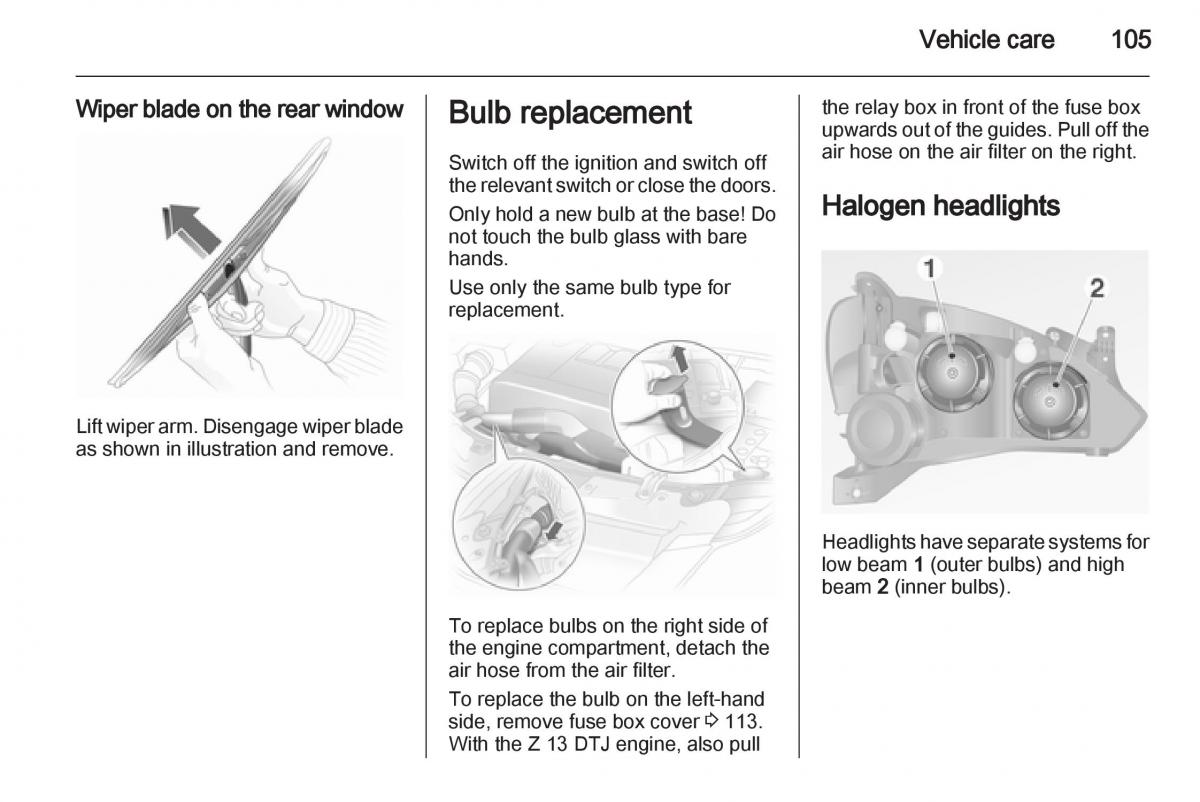 Opel Combo D owners manual / page 105