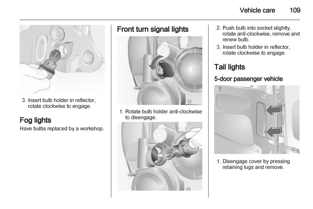 Opel Combo D owners manual / page 109