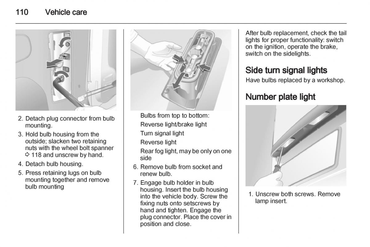 Opel Combo D owners manual / page 110