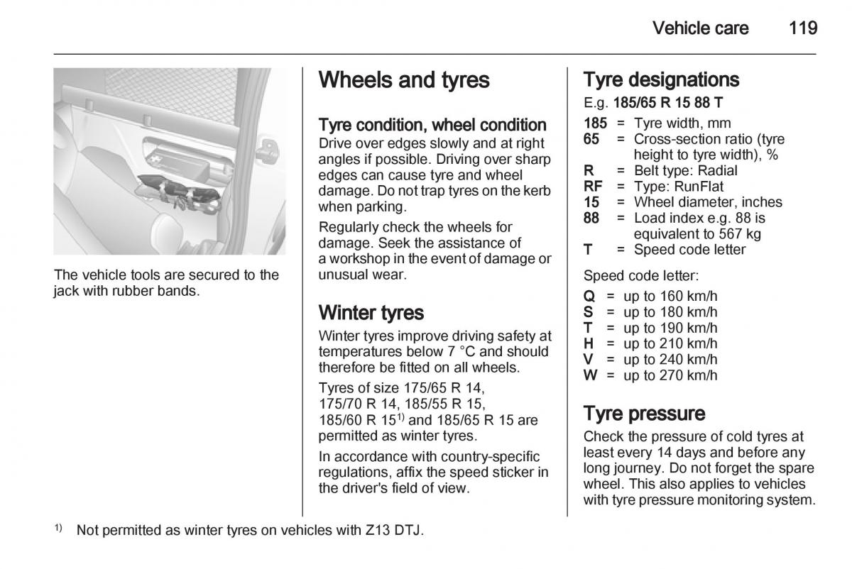 Opel Combo D owners manual / page 119