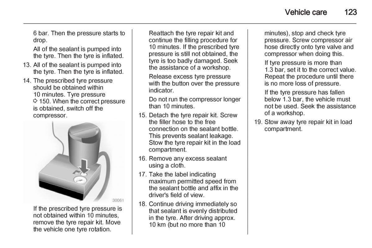 Opel Combo D owners manual / page 123