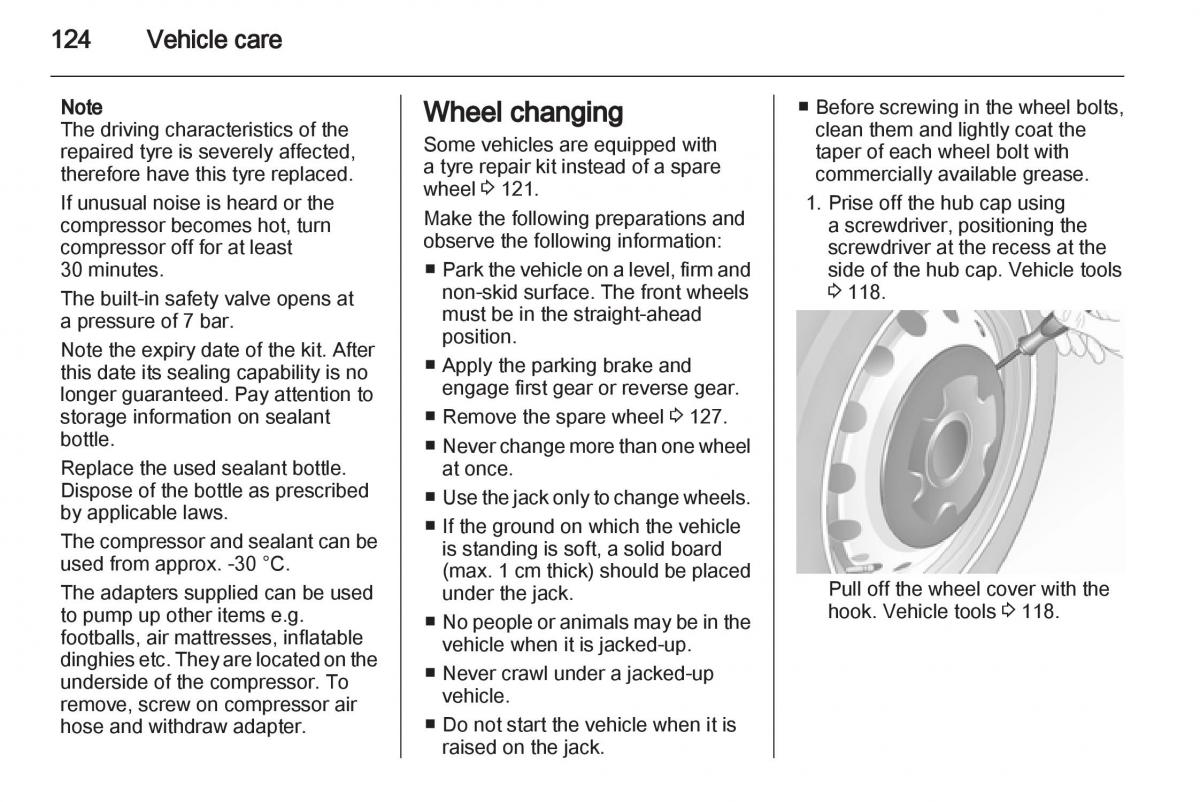 Opel Combo D owners manual / page 124