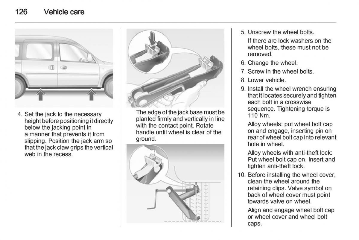 Opel Combo D owners manual / page 126