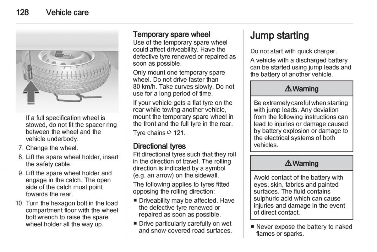 Opel Combo D owners manual / page 128