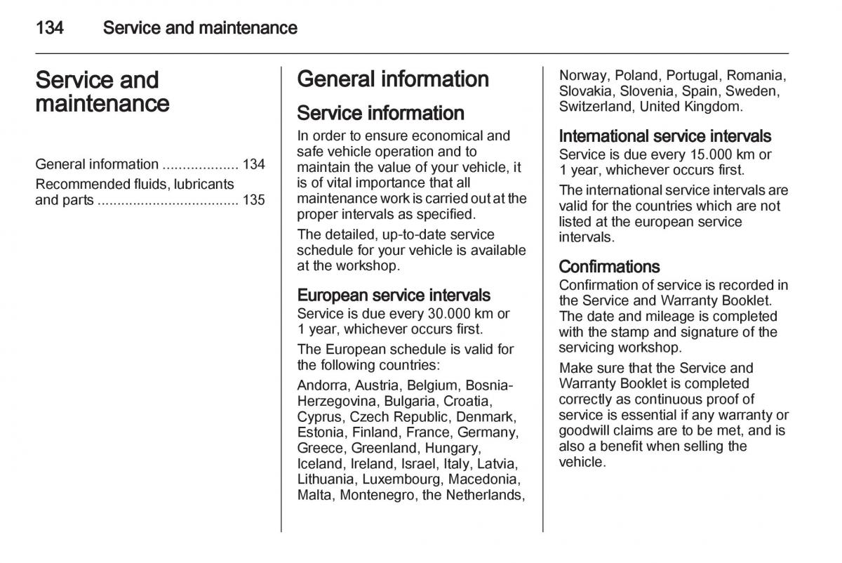 Opel Combo D owners manual / page 134