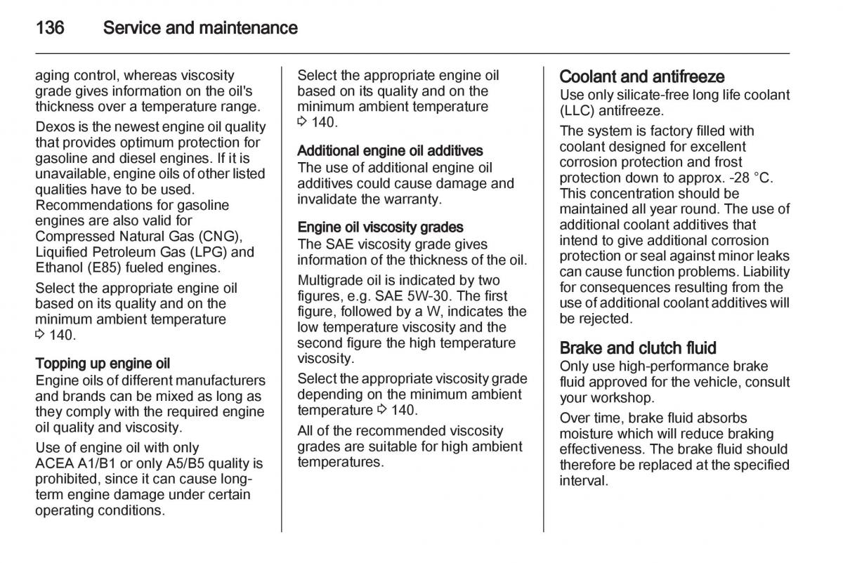 Opel Combo D owners manual / page 136