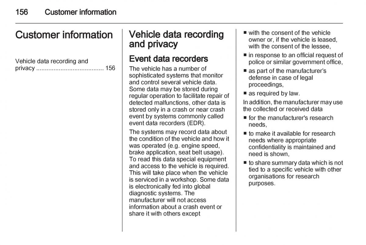 Opel Combo D owners manual / page 156