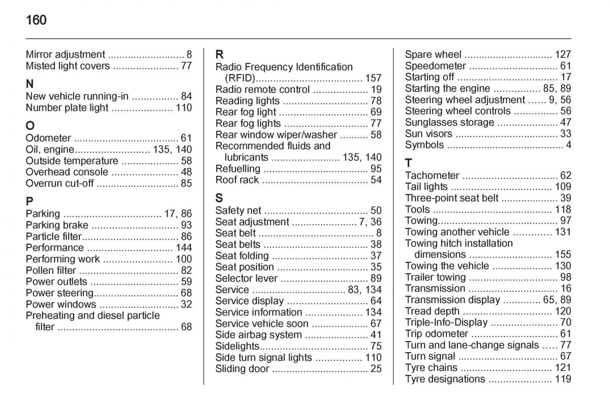 Opel Combo D owners manual / page 160