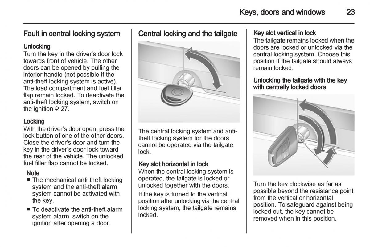 Opel Combo D owners manual / page 23