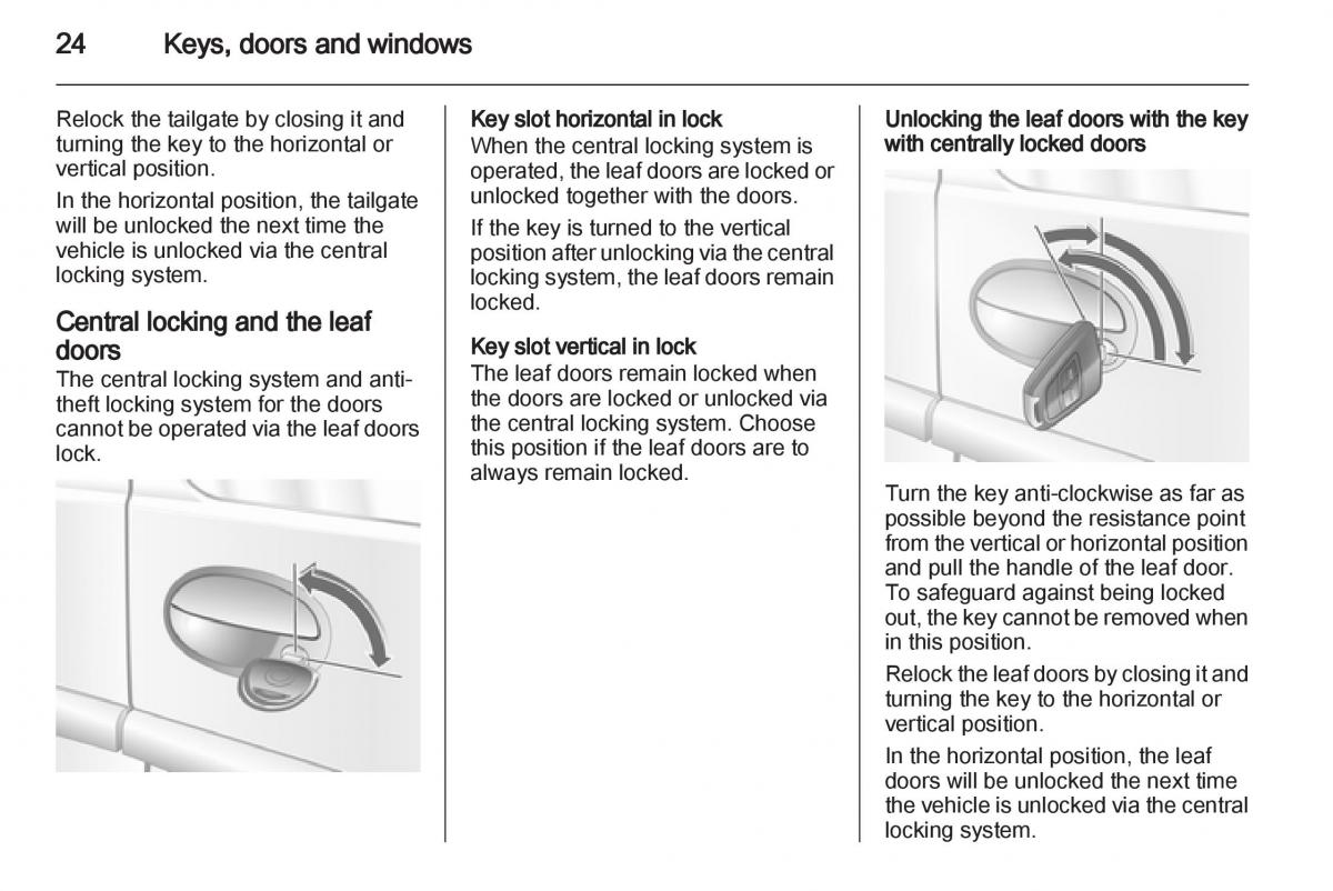 Opel Combo D owners manual / page 24