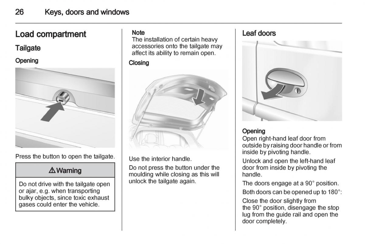 Opel Combo D owners manual / page 26