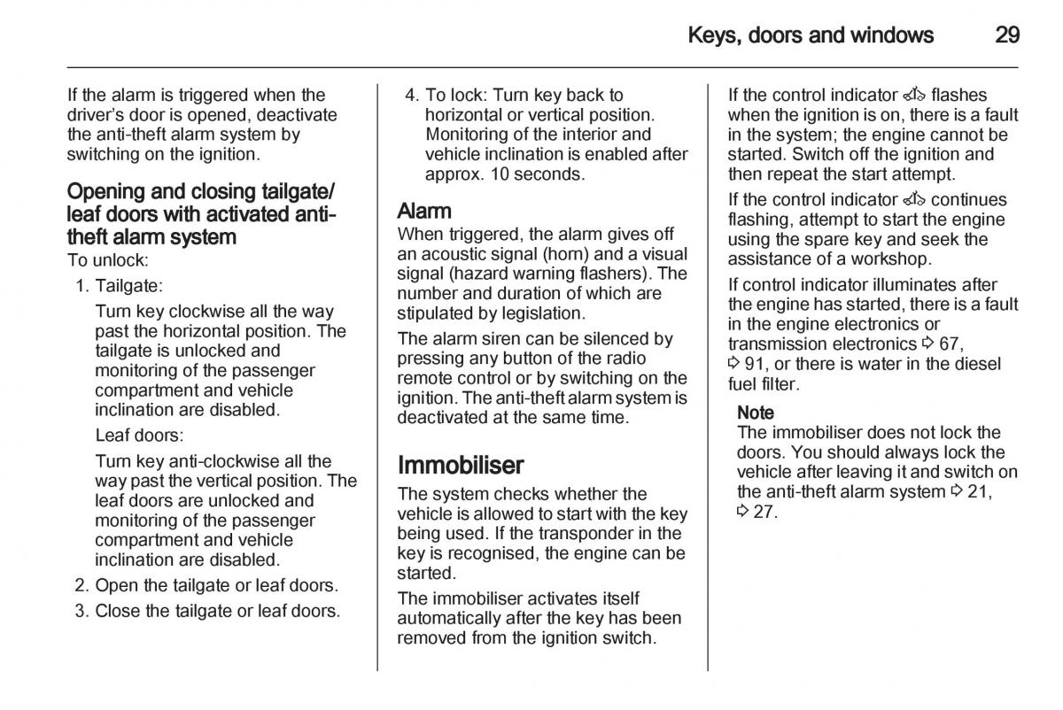 Opel Combo D owners manual / page 29