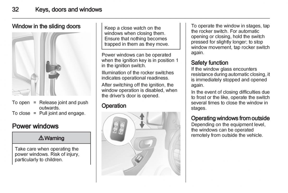 Opel Combo D owners manual / page 32