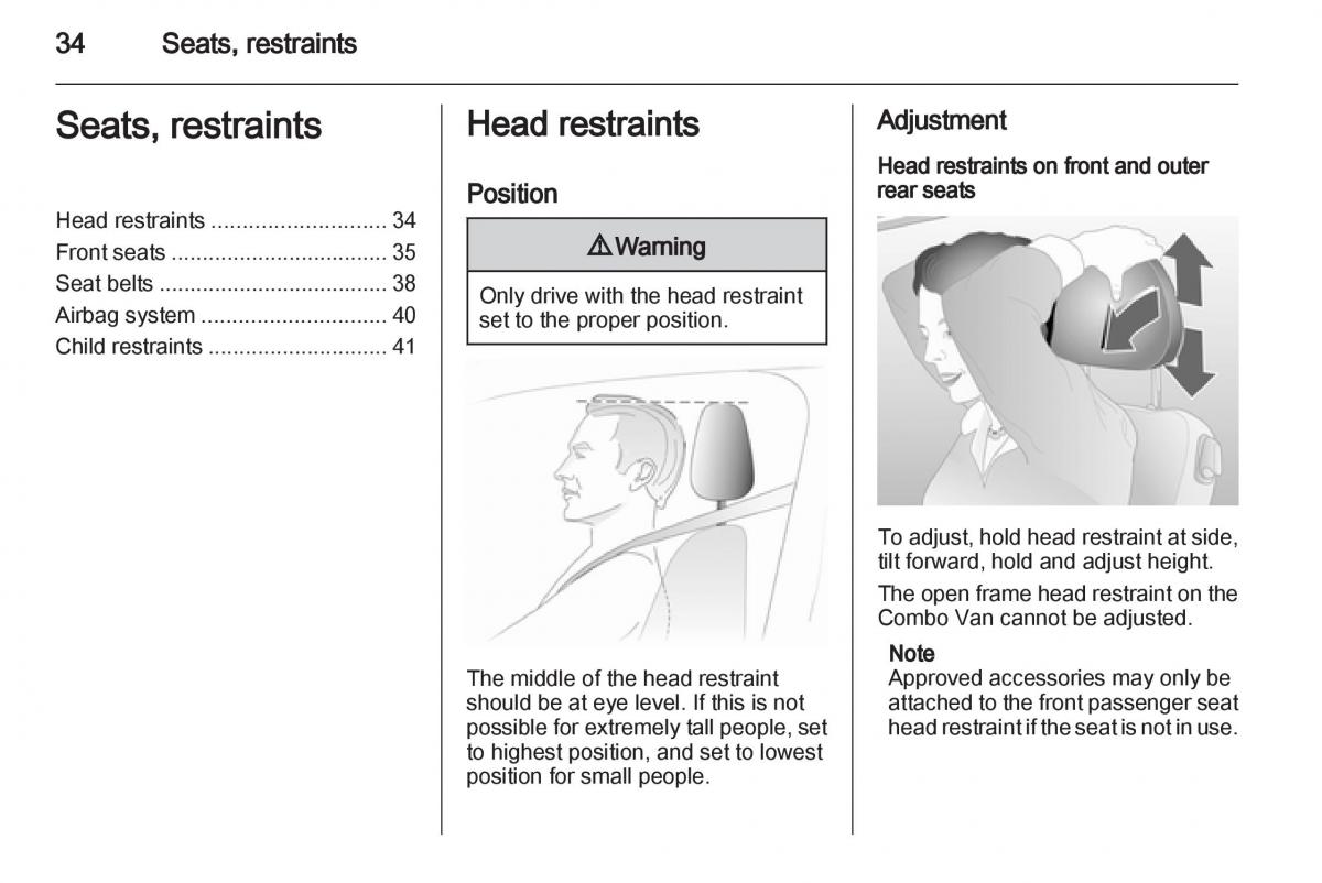 Opel Combo D owners manual / page 34