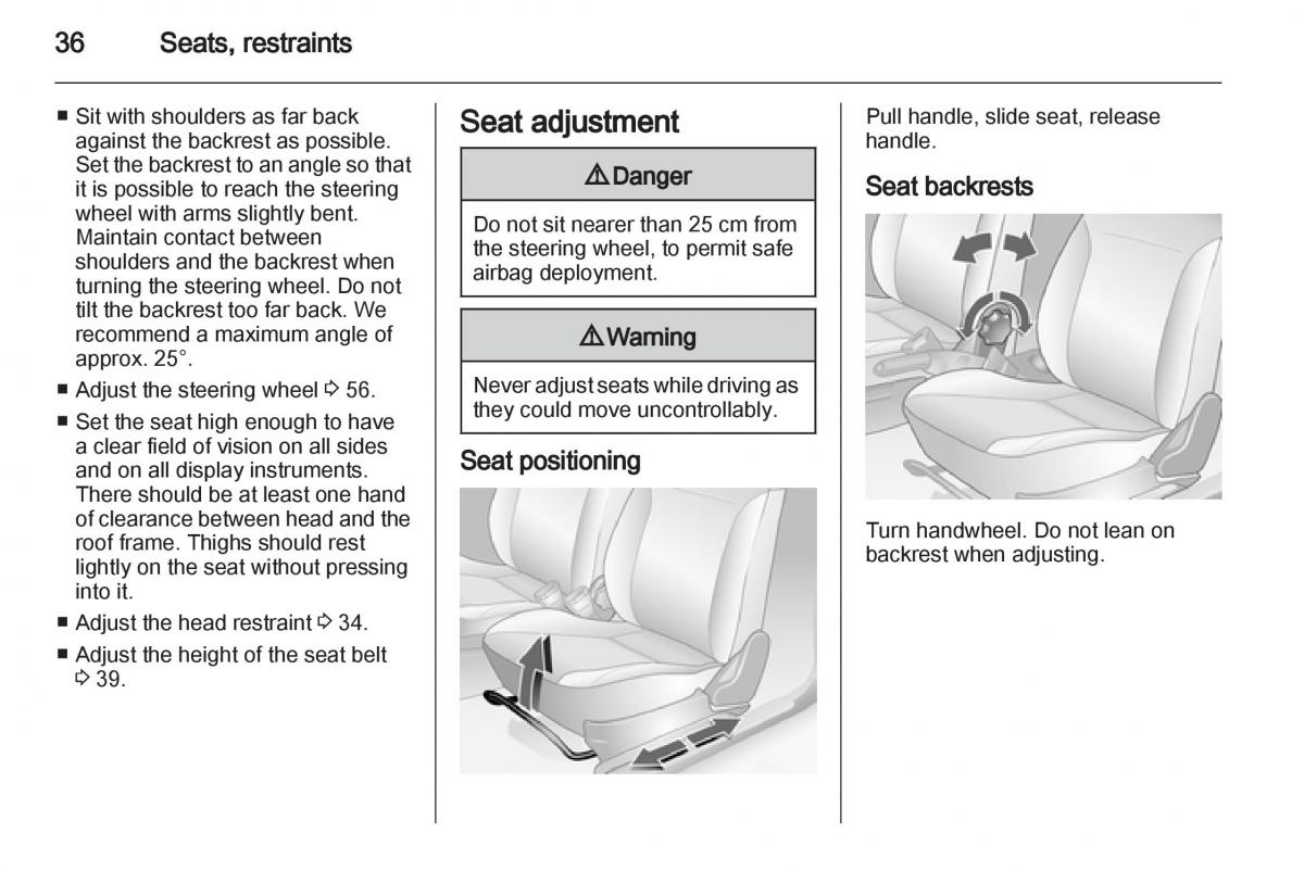 Opel Combo D owners manual / page 36